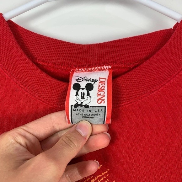 Vintage 90s Disney Designs Mickey Silhouette Red Sweatshirt L XL - Picture 7 of 8